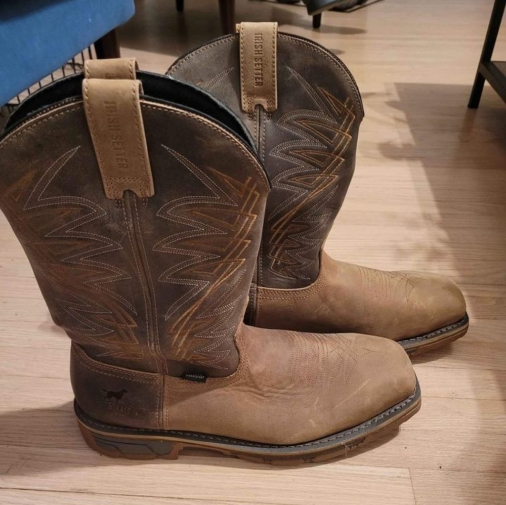 Never worn Irish Setter steel toe cowboy boots, men's size 12